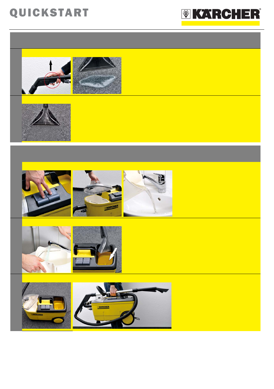 Quickstart, Finish operation, Operation | Karcher Puzzi 200 User Manual | Page 2 / 2