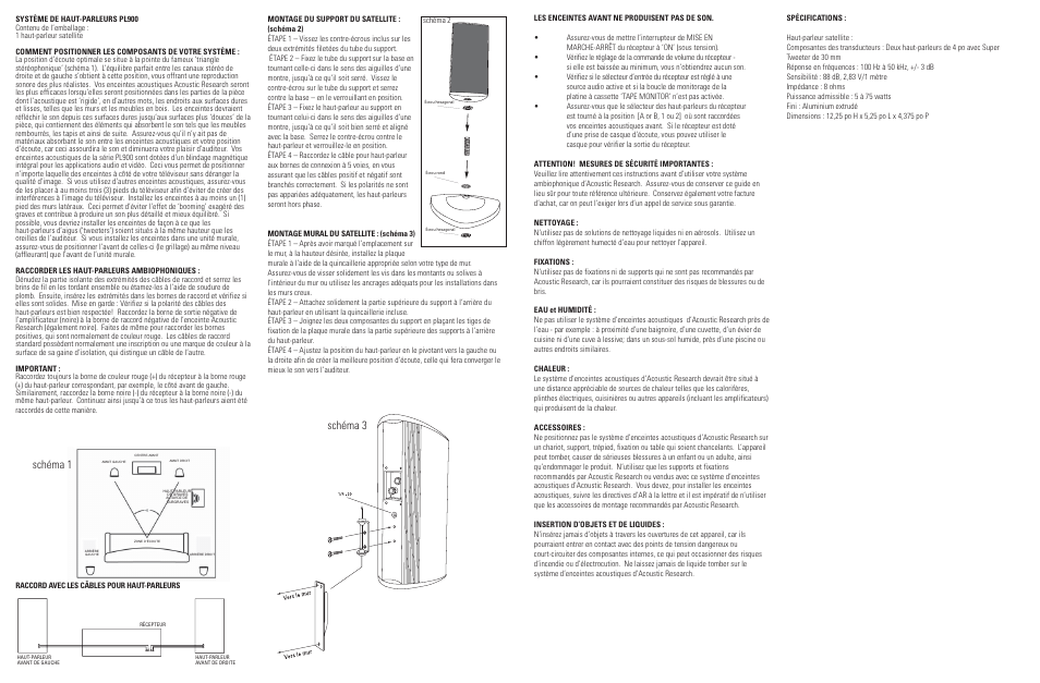 Schéma 3 schéma 1 | Audiovox PL900S User Manual | Page 3 / 4