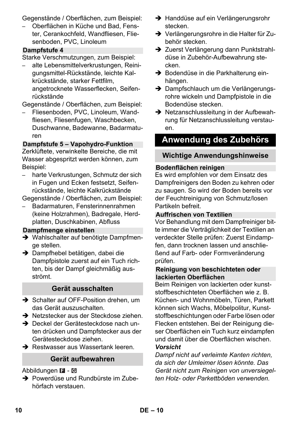 Anwendung des zubehörs | Karcher SC 6-800 C User Manual | Page 10 / 342