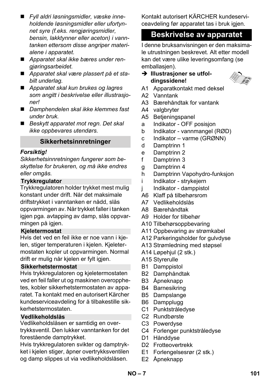 Beskrivelse av apparatet | Karcher SC 6-800 C User Manual | Page 101 / 342