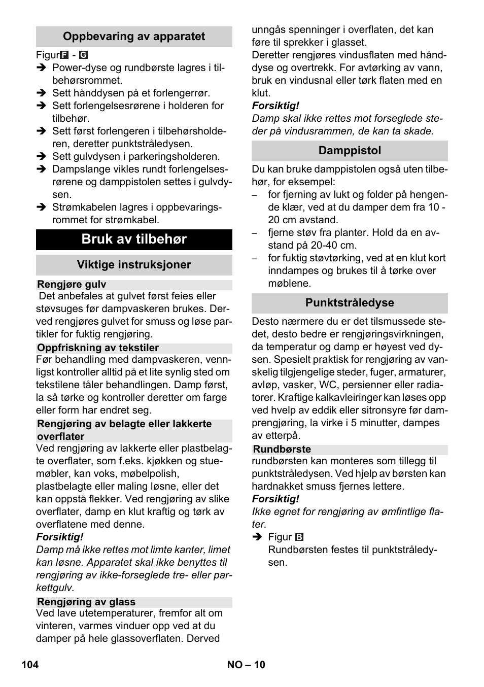 Bruk av tilbehør | Karcher SC 6-800 C User Manual | Page 104 / 342