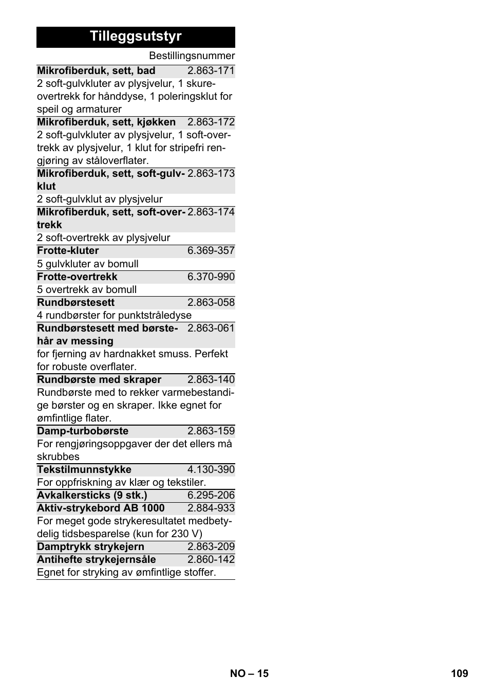 Tilleggsutstyr | Karcher SC 6-800 C User Manual | Page 109 / 342