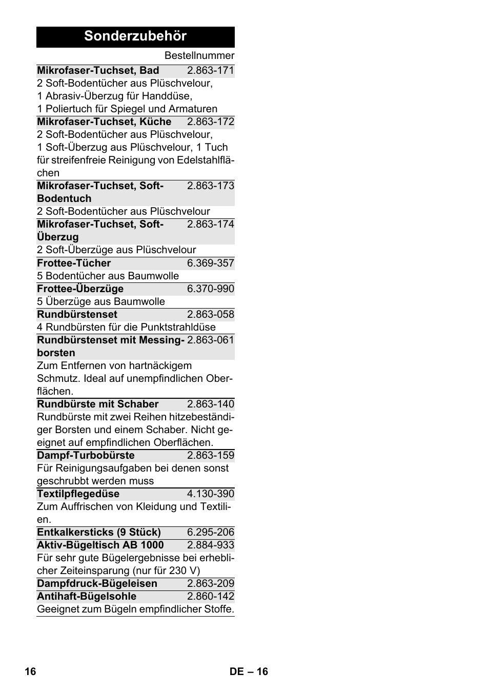 Sonderzubehör | Karcher SC 6-800 C User Manual | Page 16 / 342