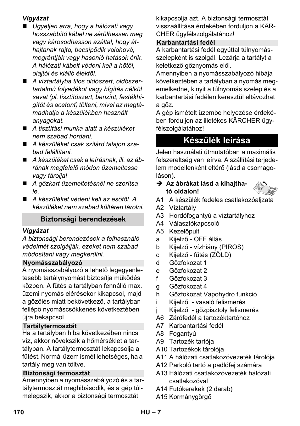 Készülék leírása | Karcher SC 6-800 C User Manual | Page 170 / 342