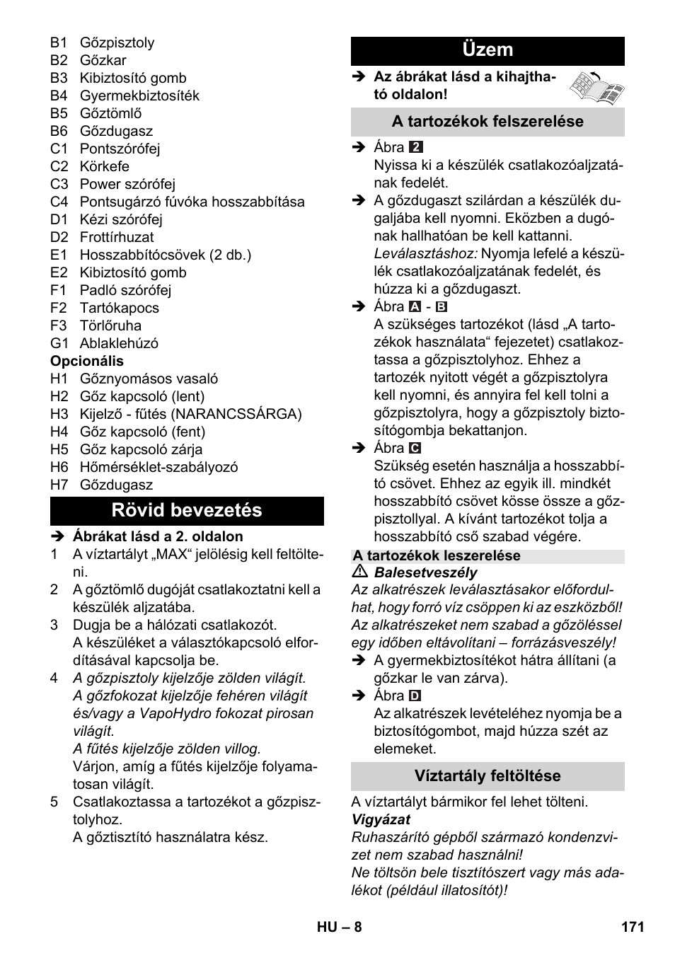Rövid bevezetés üzem | Karcher SC 6-800 C User Manual | Page 171 / 342