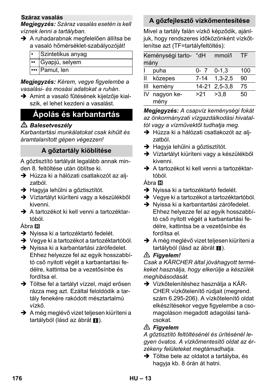 Ápolás és karbantartás | Karcher SC 6-800 C User Manual | Page 176 / 342