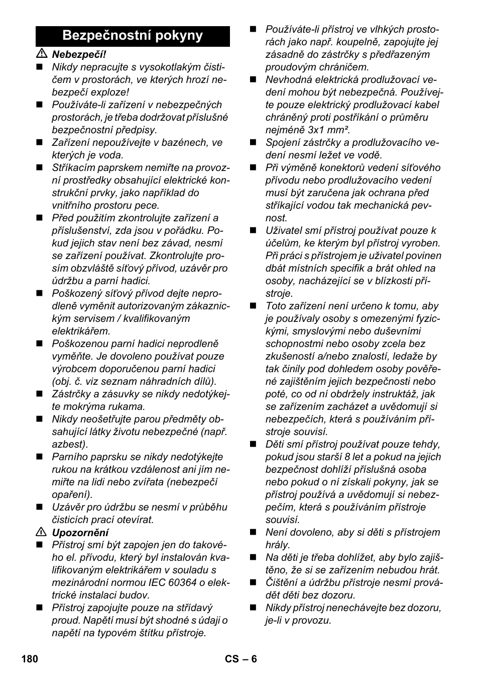 Bezpečnostní pokyny | Karcher SC 6-800 C User Manual | Page 180 / 342