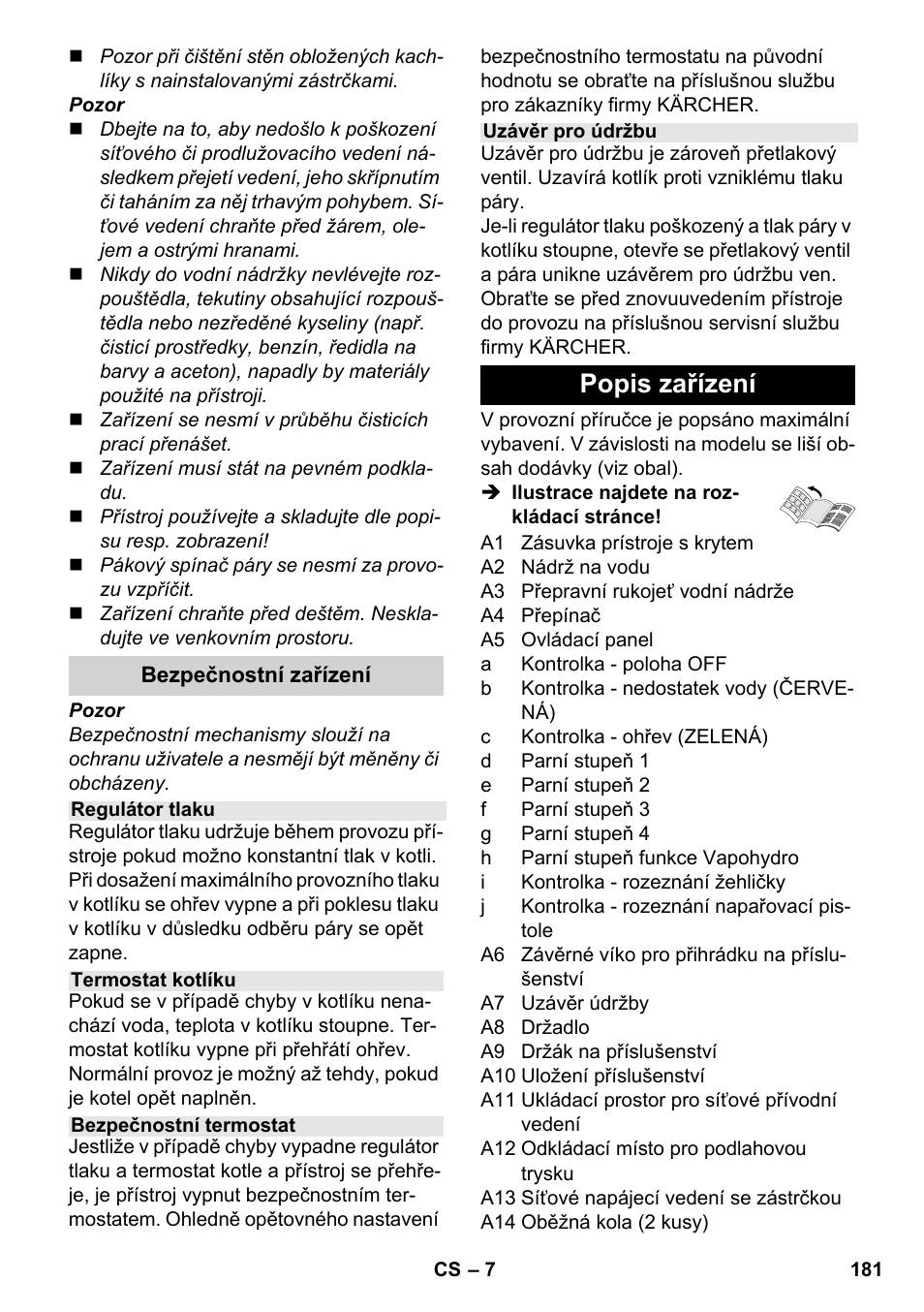 Popis zařízení | Karcher SC 6-800 C User Manual | Page 181 / 342