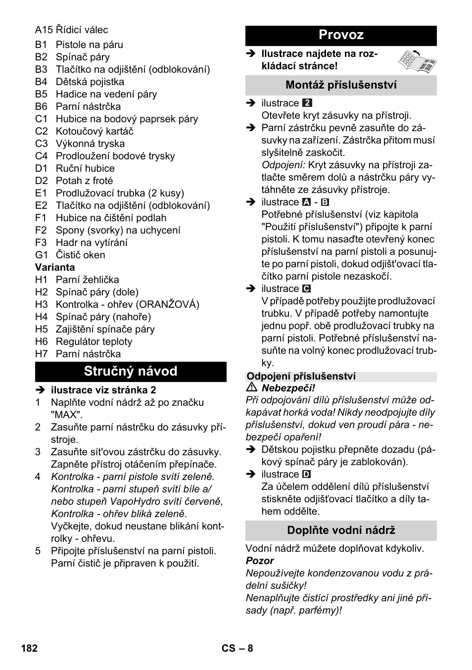 Stručný návod provoz | Karcher SC 6-800 C User Manual | Page 182 / 342