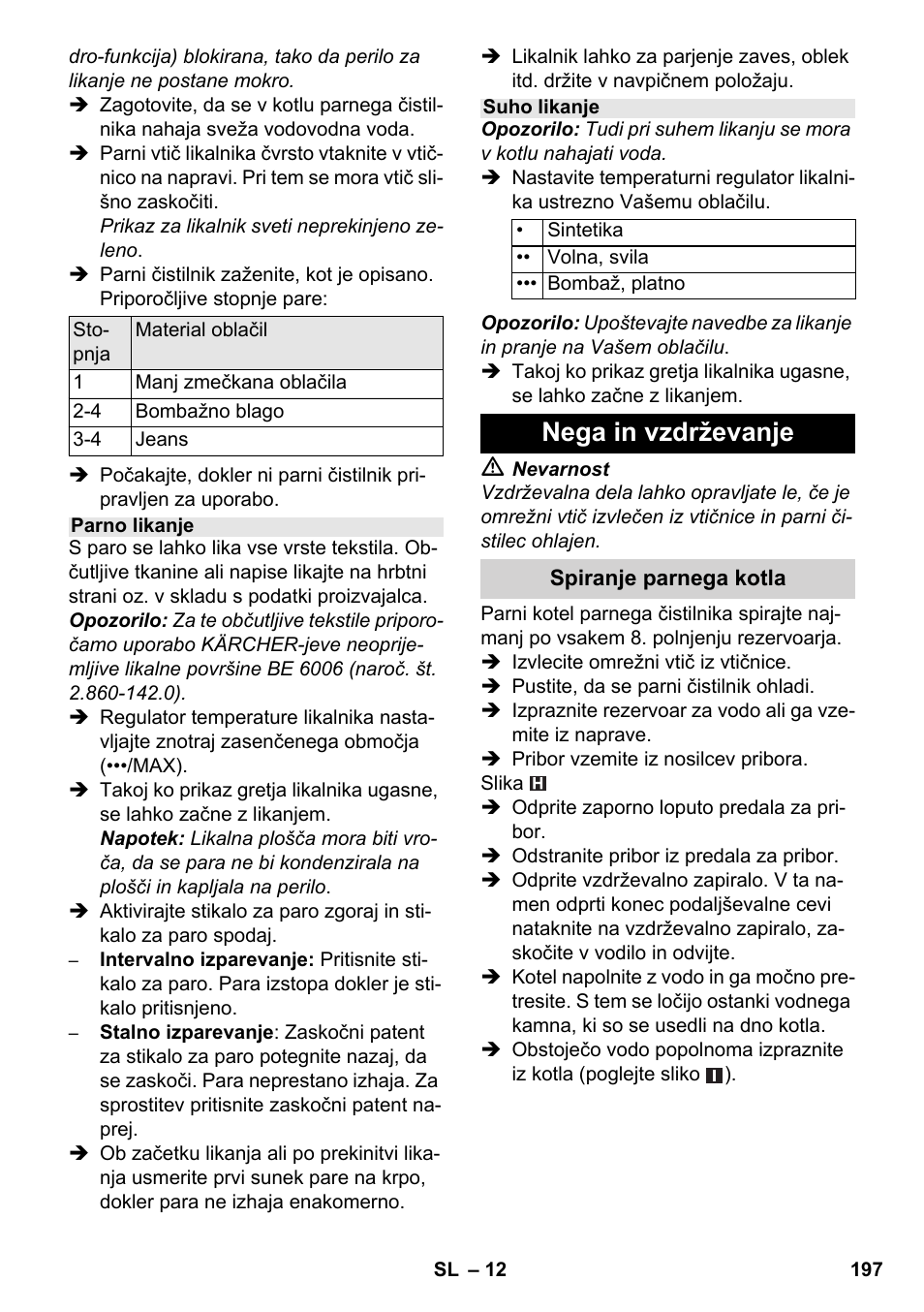 Nega in vzdrževanje | Karcher SC 6-800 C User Manual | Page 197 / 342