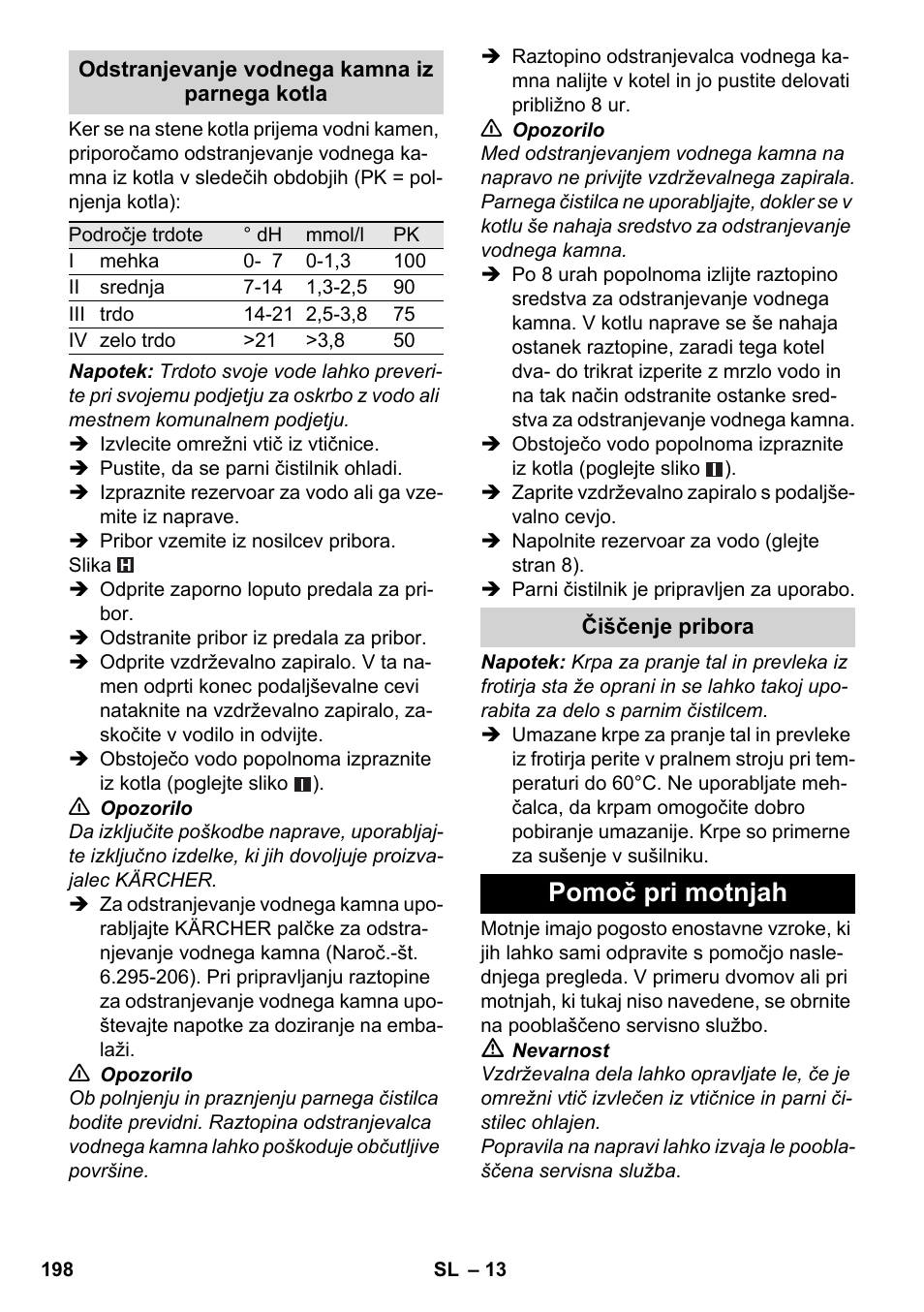 Pomoč pri motnjah | Karcher SC 6-800 C User Manual | Page 198 / 342