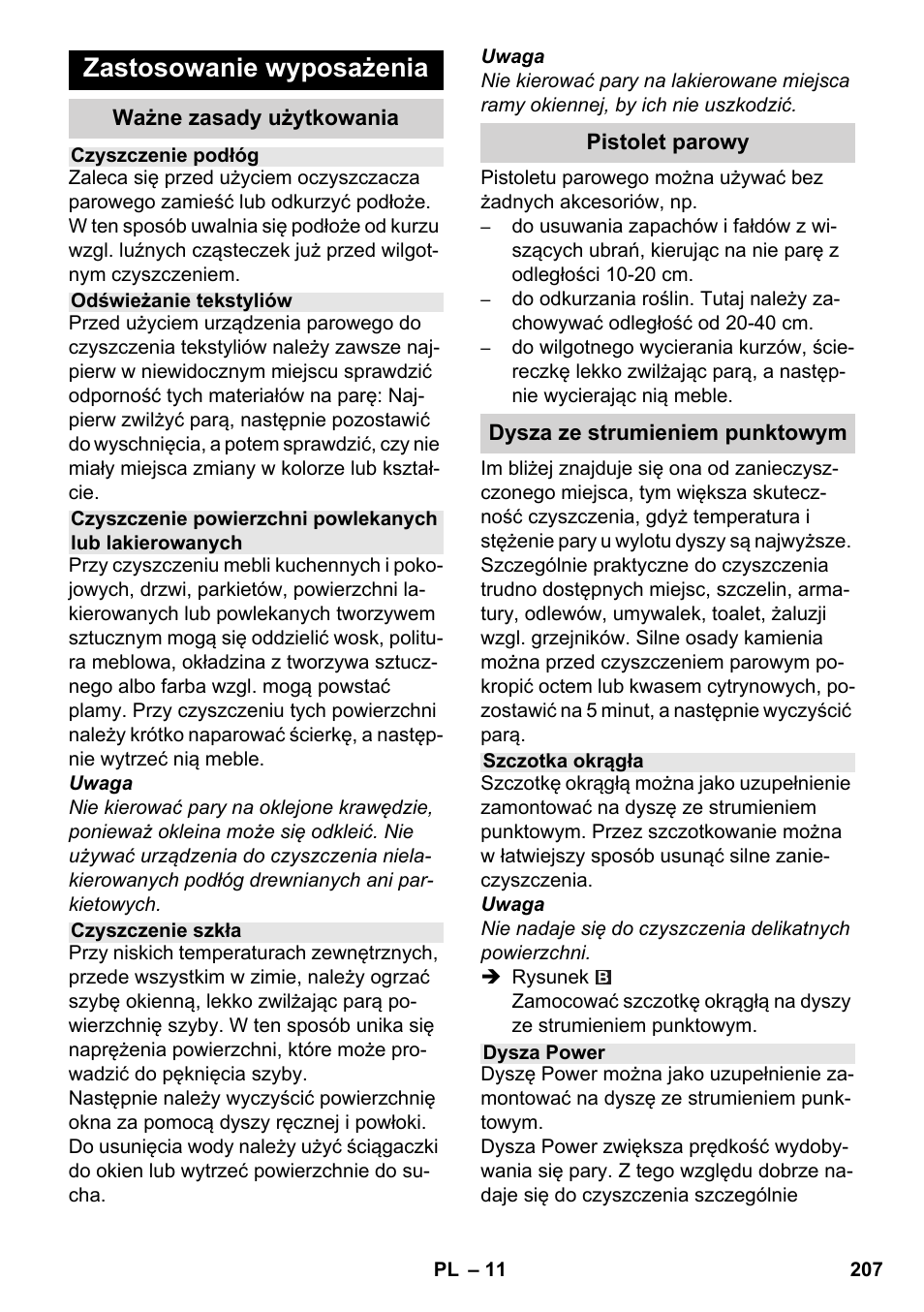 Zastosowanie wyposażenia | Karcher SC 6-800 C User Manual | Page 207 / 342
