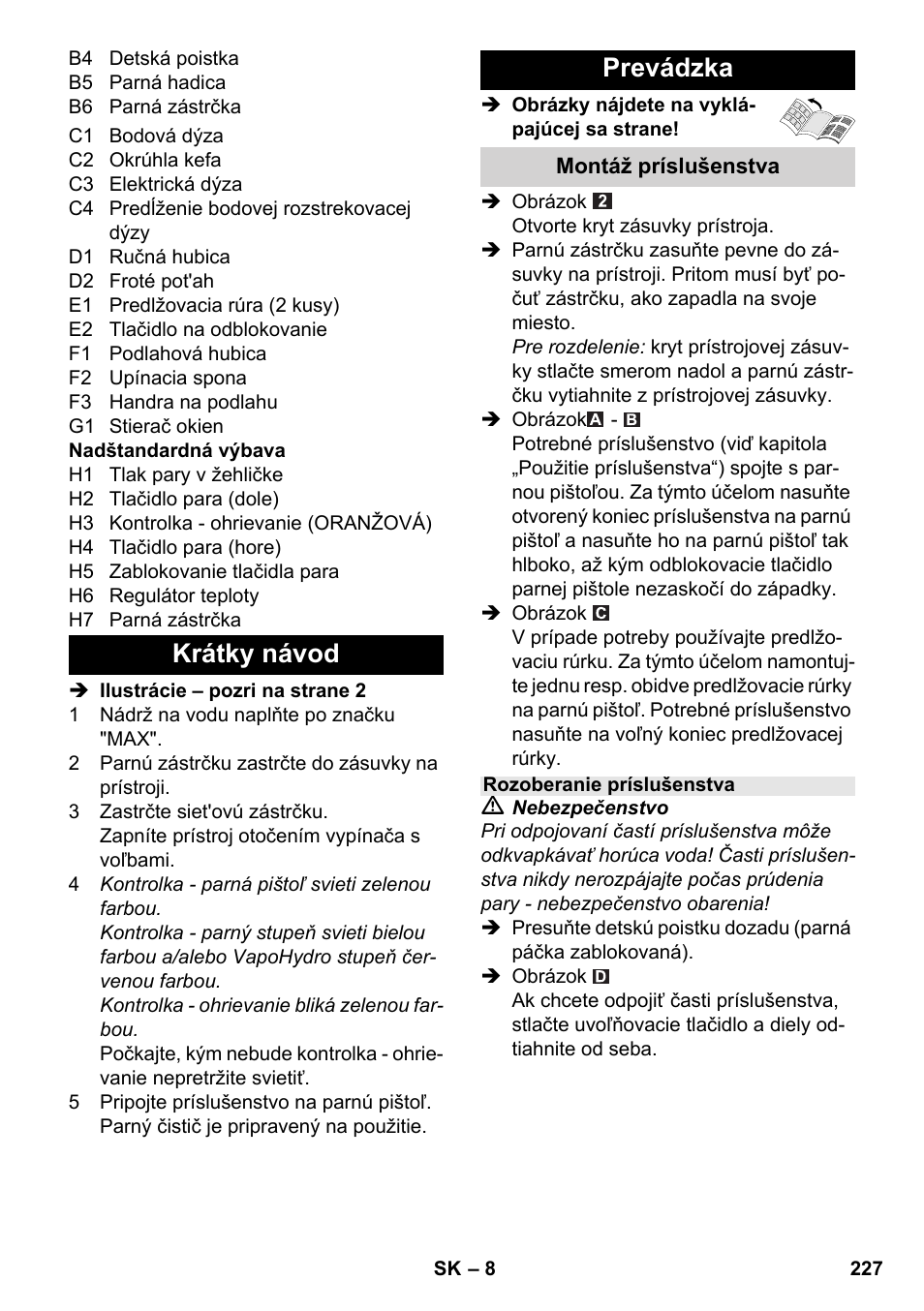 Krátky návod prevádzka | Karcher SC 6-800 C User Manual | Page 227 / 342