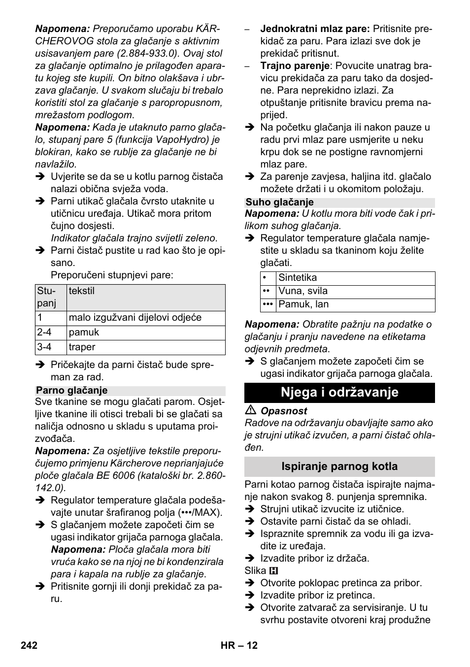 Njega i održavanje | Karcher SC 6-800 C User Manual | Page 242 / 342