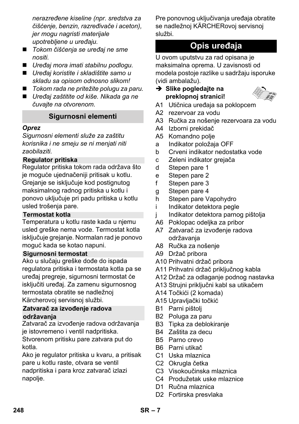 Opis uređaja | Karcher SC 6-800 C User Manual | Page 248 / 342