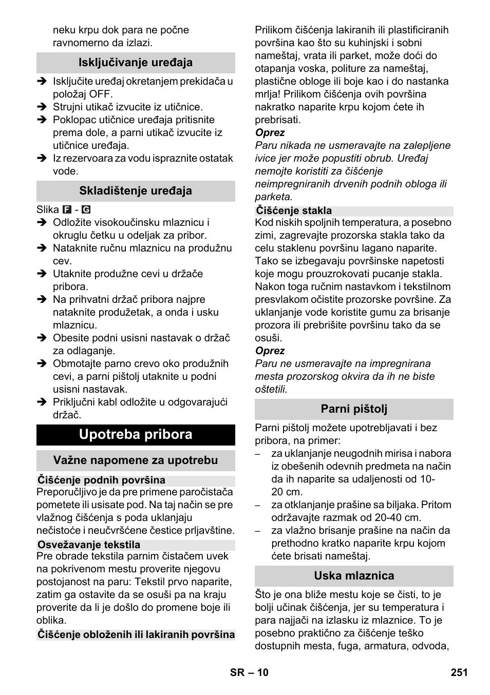 Upotreba pribora | Karcher SC 6-800 C User Manual | Page 251 / 342