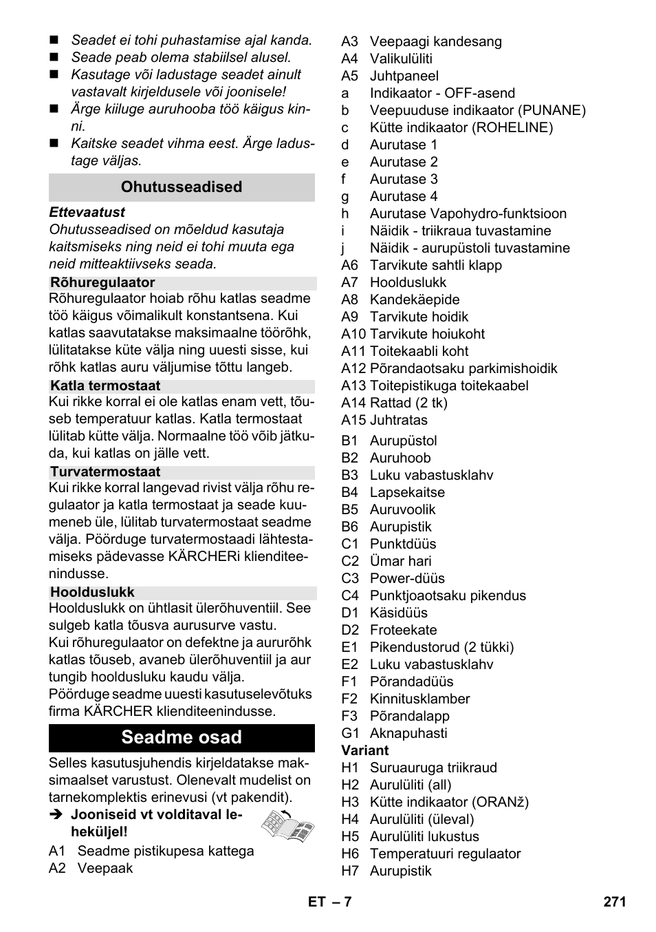Seadme osad | Karcher SC 6-800 C User Manual | Page 271 / 342