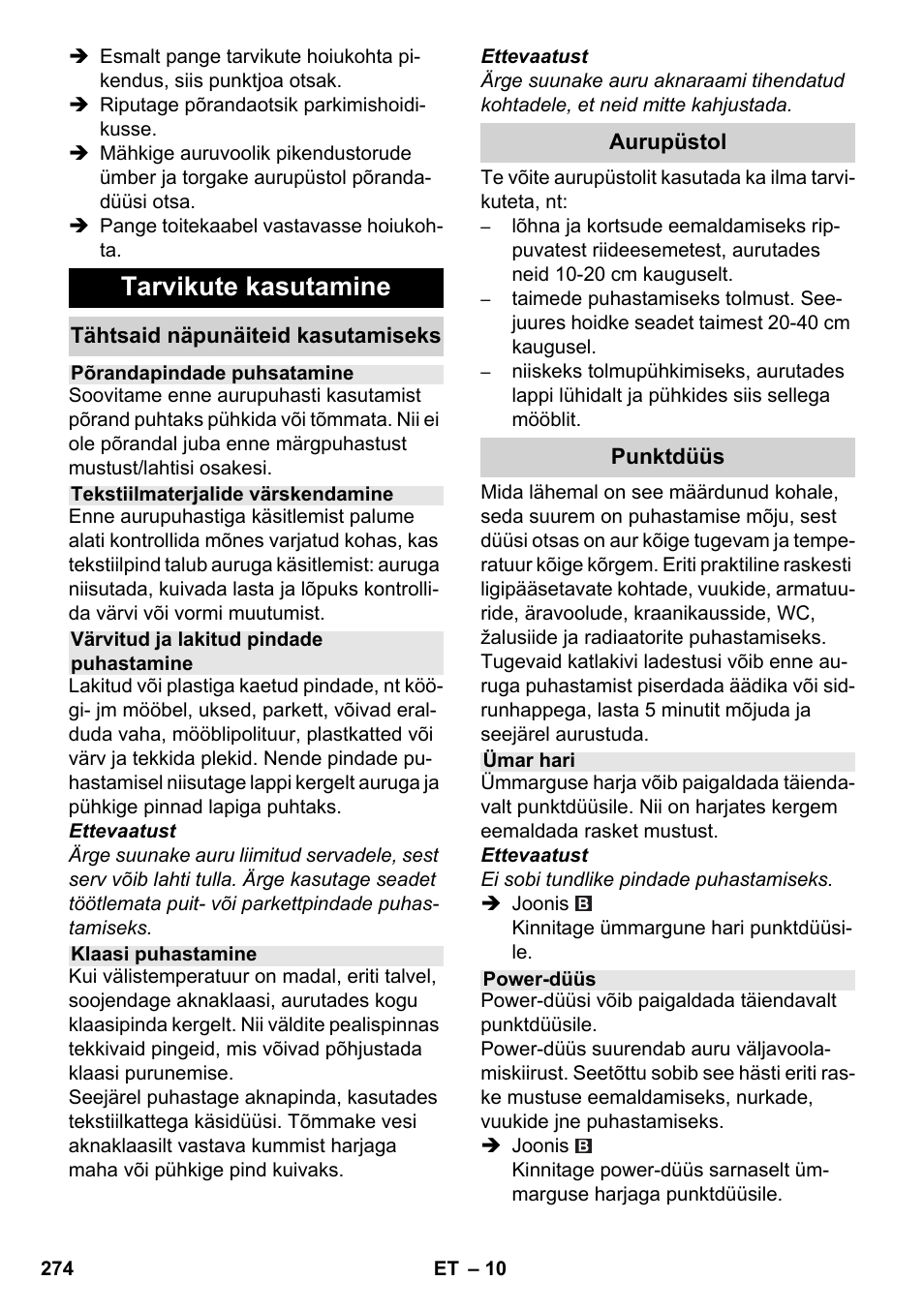 Tarvikute kasutamine | Karcher SC 6-800 C User Manual | Page 274 / 342