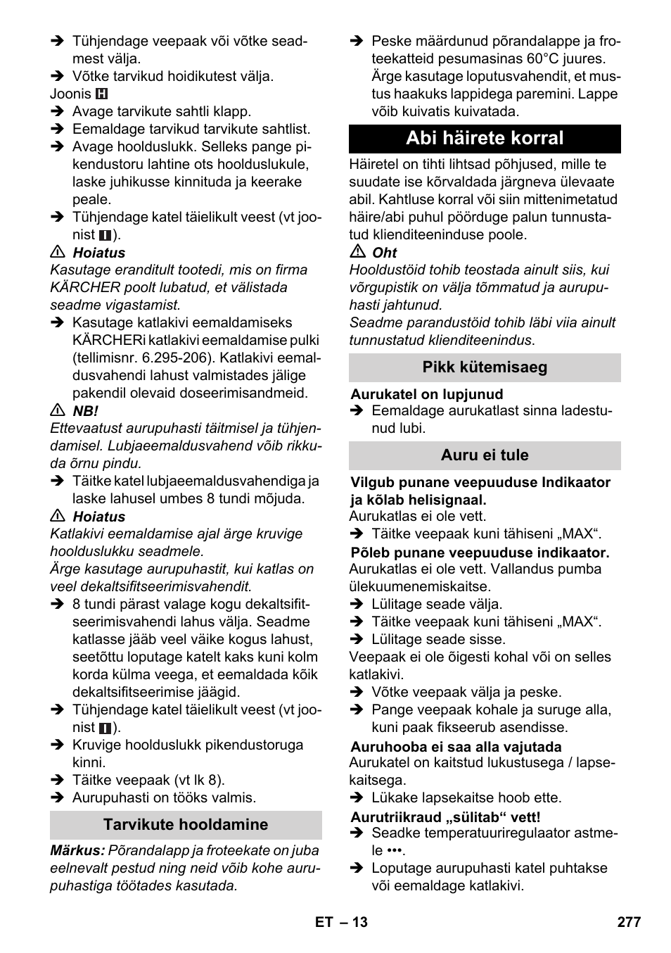 Abi häirete korral | Karcher SC 6-800 C User Manual | Page 277 / 342