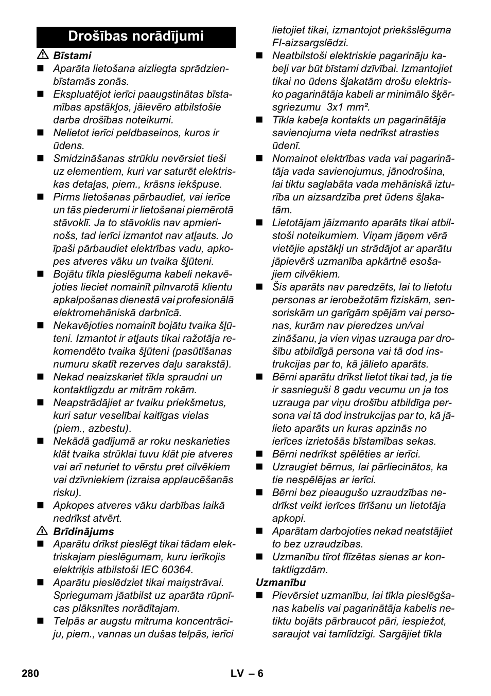 Drošības norādījumi | Karcher SC 6-800 C User Manual | Page 280 / 342