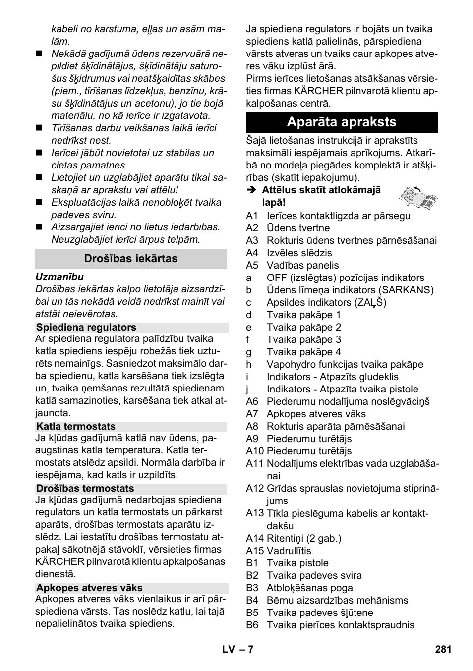 Aparāta apraksts | Karcher SC 6-800 C User Manual | Page 281 / 342