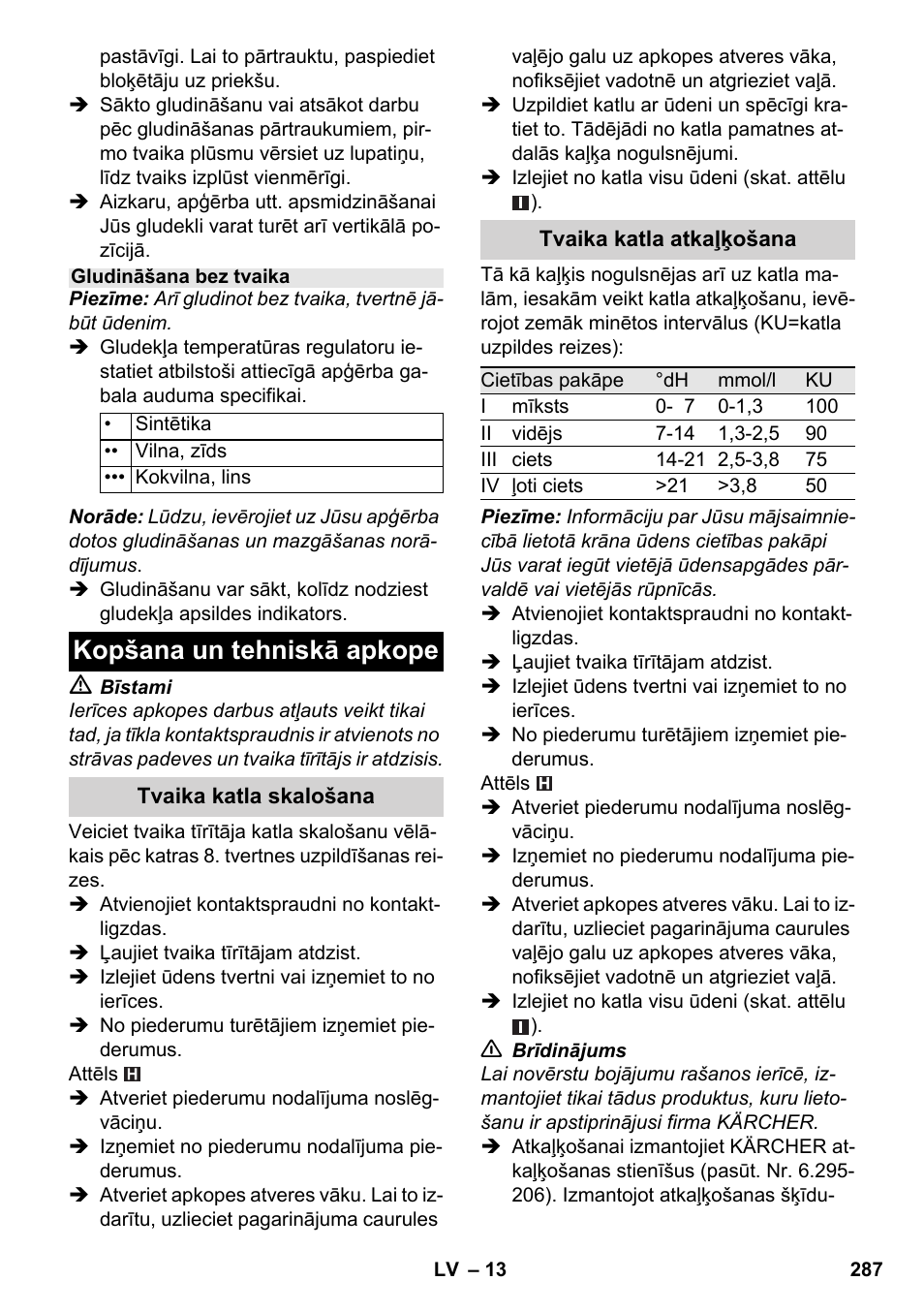 Kopšana un tehniskā apkope | Karcher SC 6-800 C User Manual | Page 287 / 342