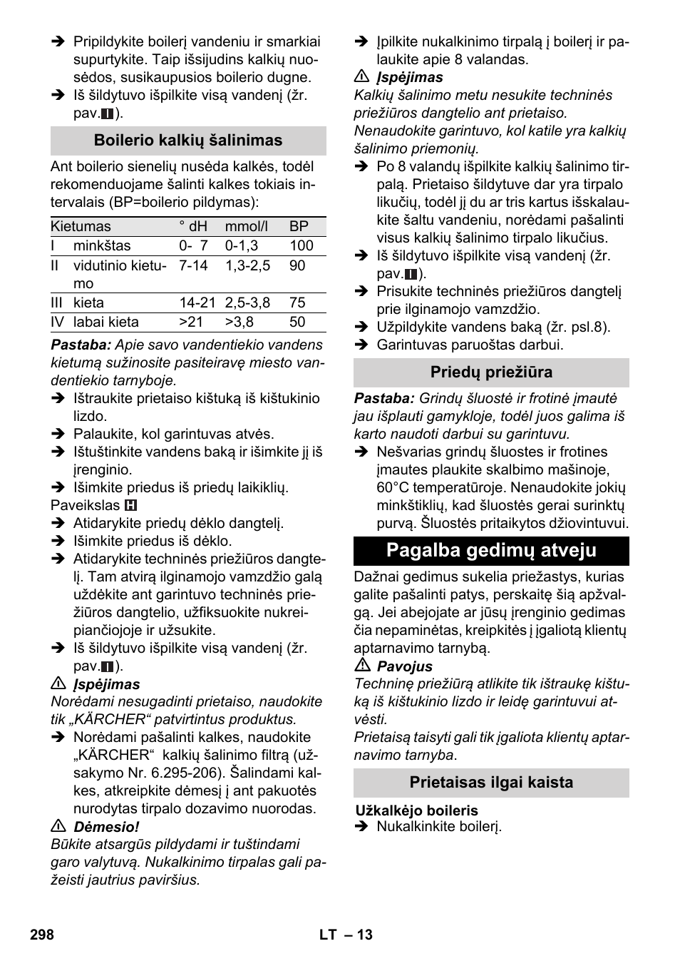 Pagalba gedimų atveju | Karcher SC 6-800 C User Manual | Page 298 / 342