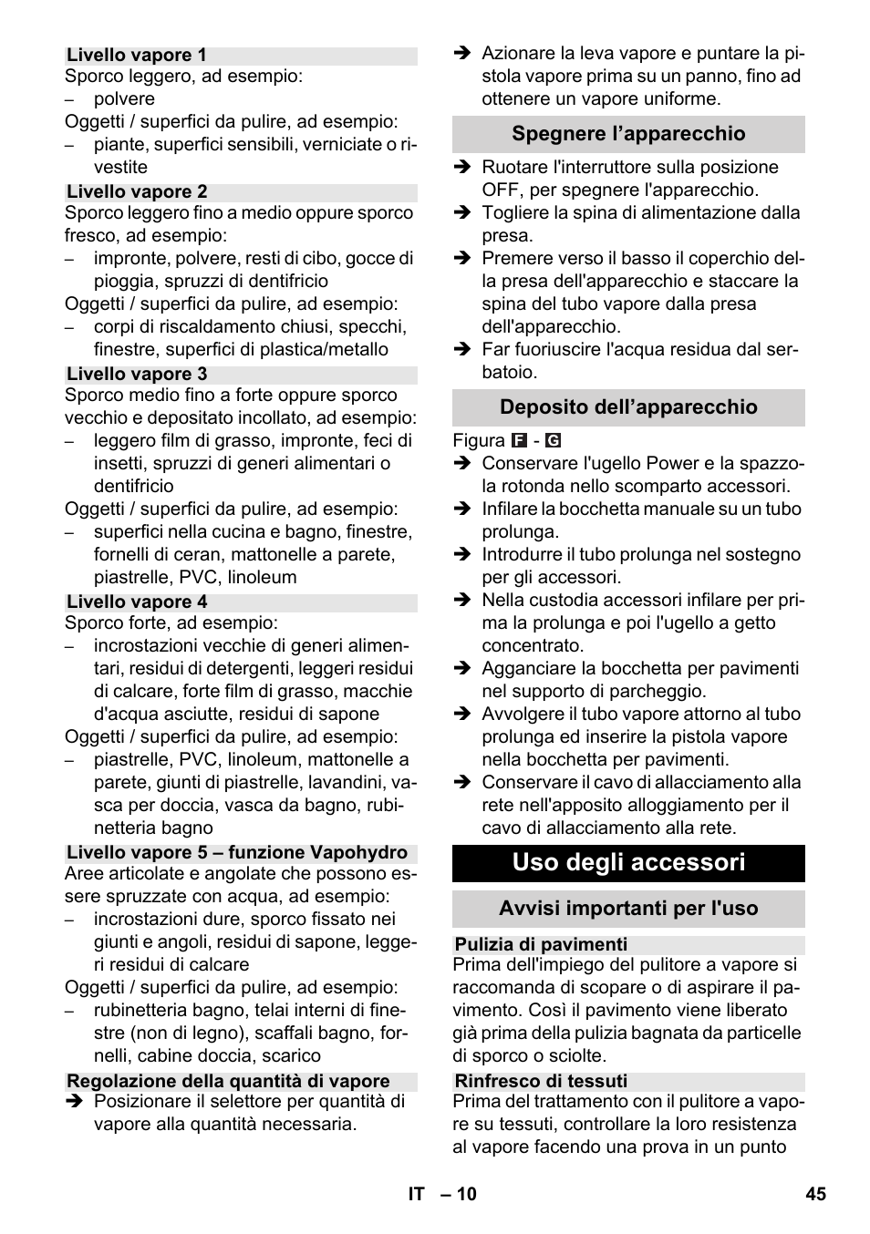 Uso degli accessori | Karcher SC 6-800 C User Manual | Page 45 / 342