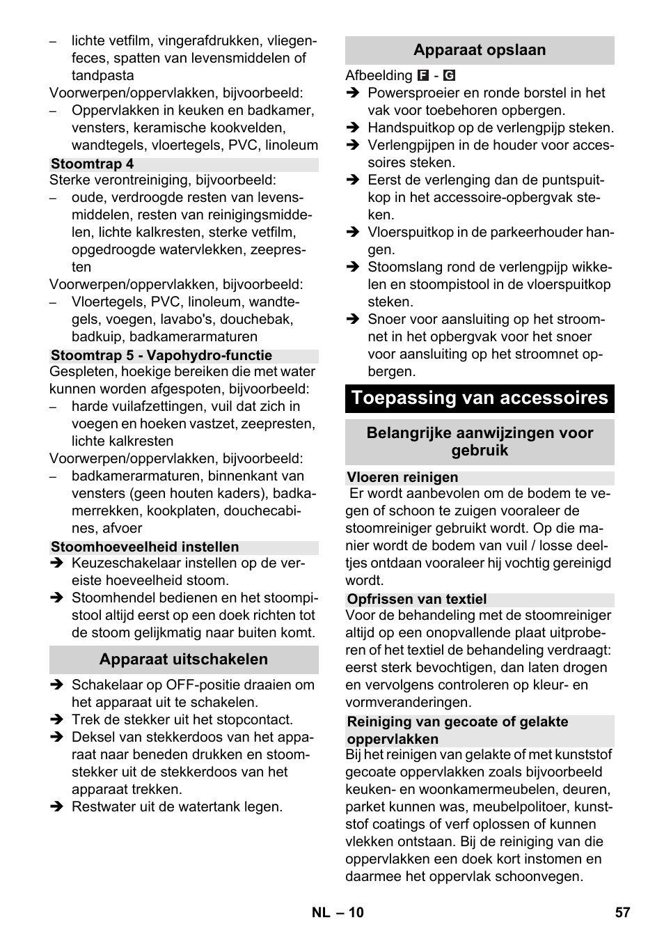 Toepassing van accessoires | Karcher SC 6-800 C User Manual | Page 57 / 342
