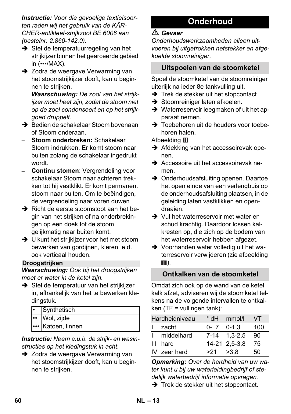 Onderhoud | Karcher SC 6-800 C User Manual | Page 60 / 342