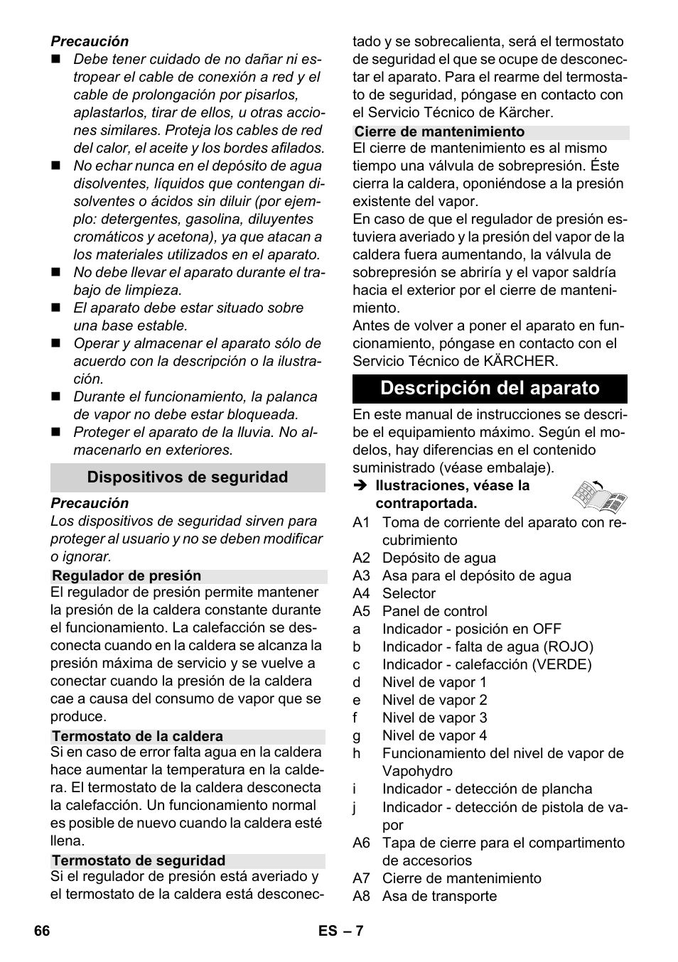 Descripción del aparato | Karcher SC 6-800 C User Manual | Page 66 / 342