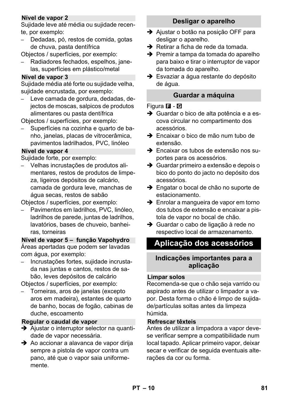 Aplicação dos acessórios | Karcher SC 6-800 C User Manual | Page 81 / 342