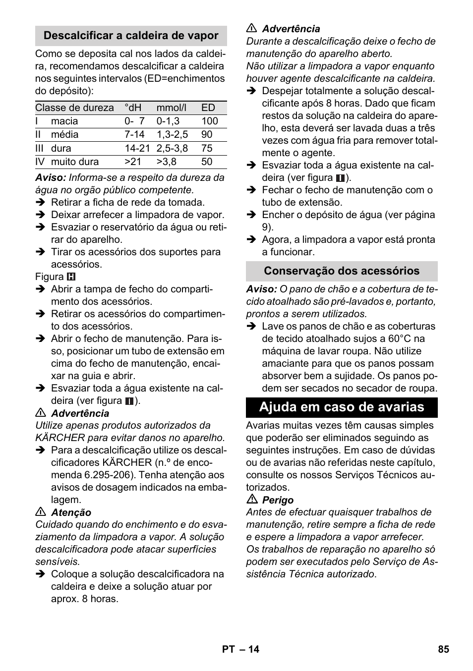 Ajuda em caso de avarias | Karcher SC 6-800 C User Manual | Page 85 / 342