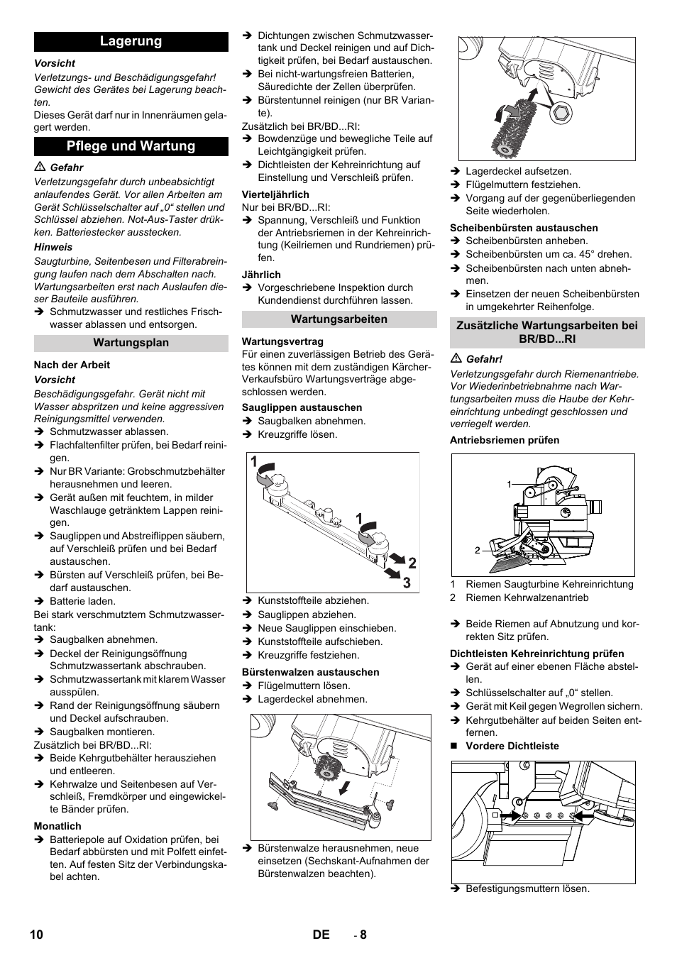 Lagerung pflege und wartung | Karcher BD 100-250 R I Bp User Manual | Page 10 / 370