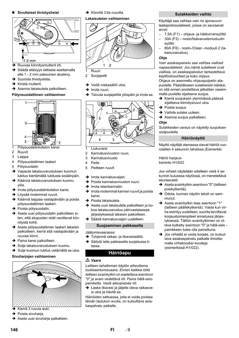 Häiriöapu | Karcher BD 100-250 R I Bp User Manual | Page 146 / 370