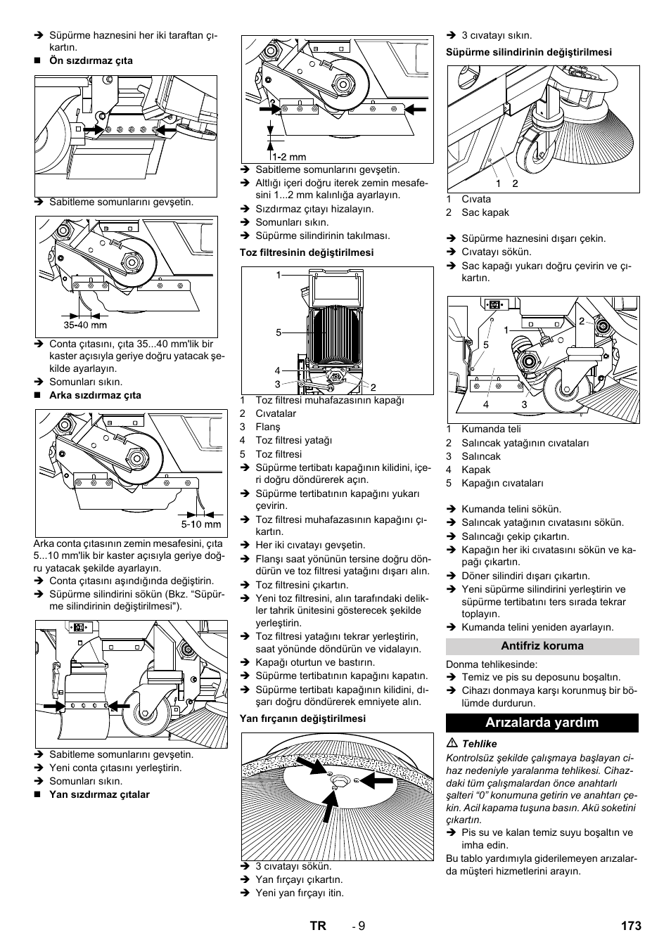 Arızalarda yardım | Karcher BD 100-250 R I Bp User Manual | Page 173 / 370