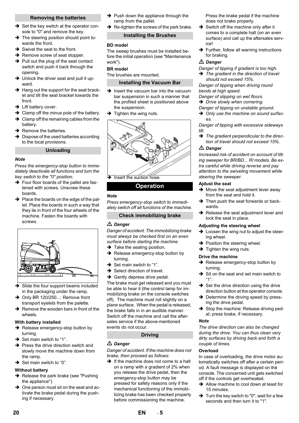 Operation | Karcher BD 100-250 R I Bp User Manual | Page 20 / 370