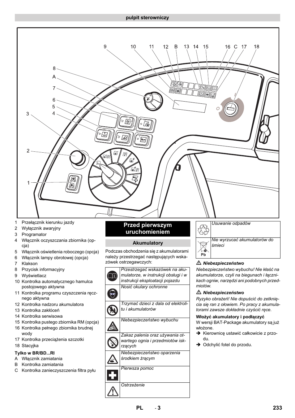 Przed pierwszym uruchomieniem | Karcher BD 100-250 R I Bp User Manual | Page 233 / 370