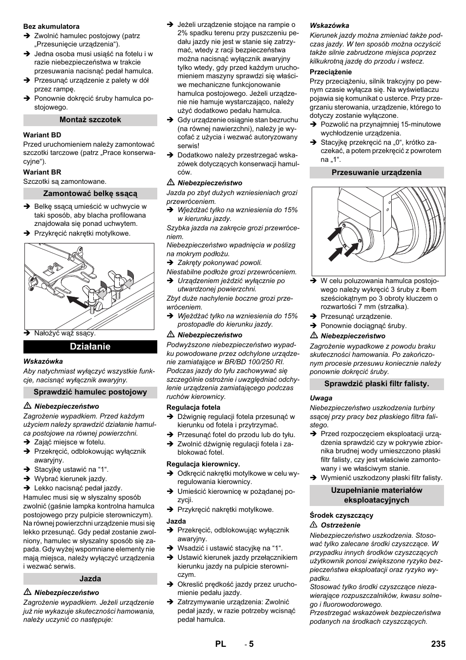 Działanie | Karcher BD 100-250 R I Bp User Manual | Page 235 / 370