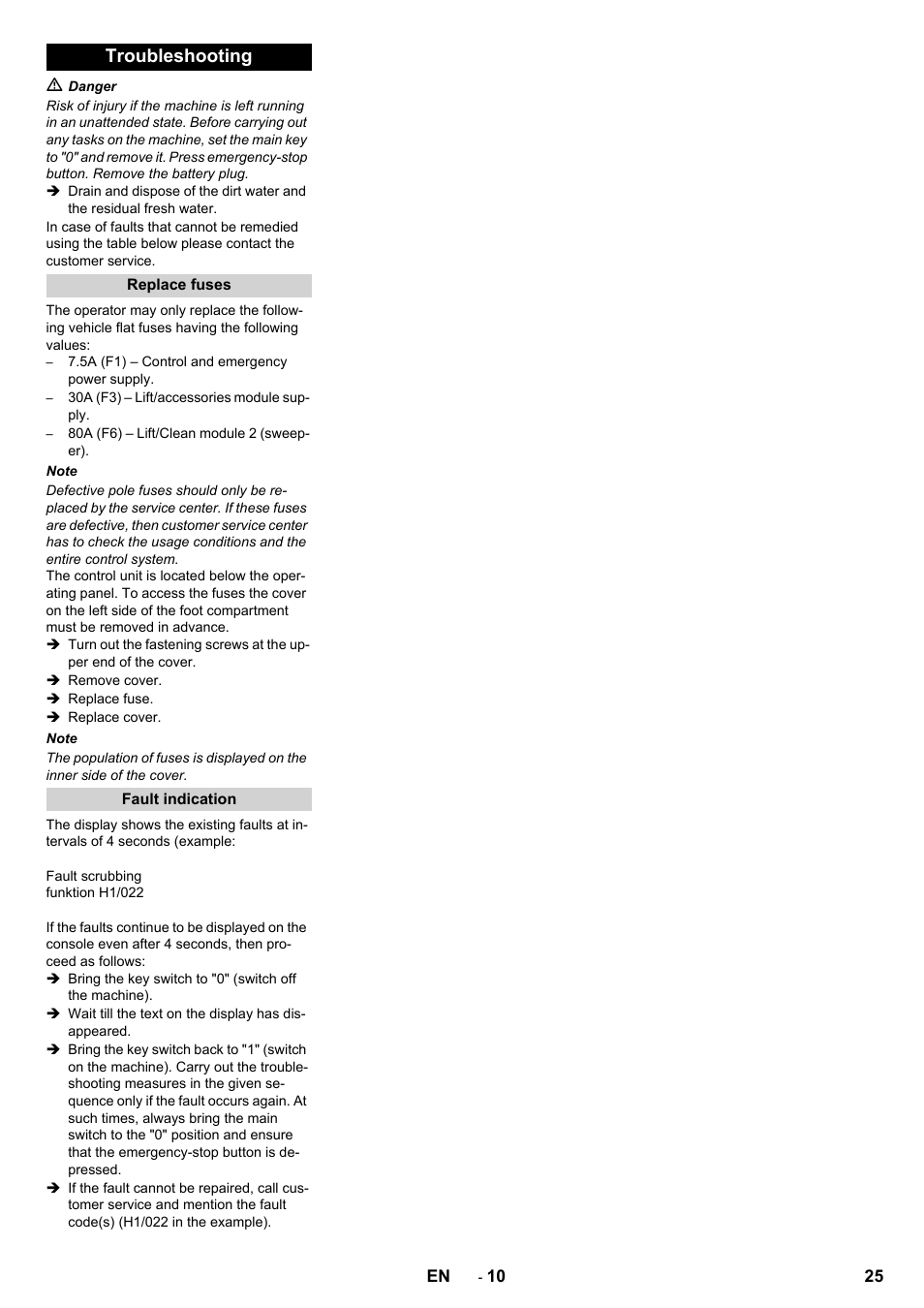 Troubleshooting | Karcher BD 100-250 R I Bp User Manual | Page 25 / 370