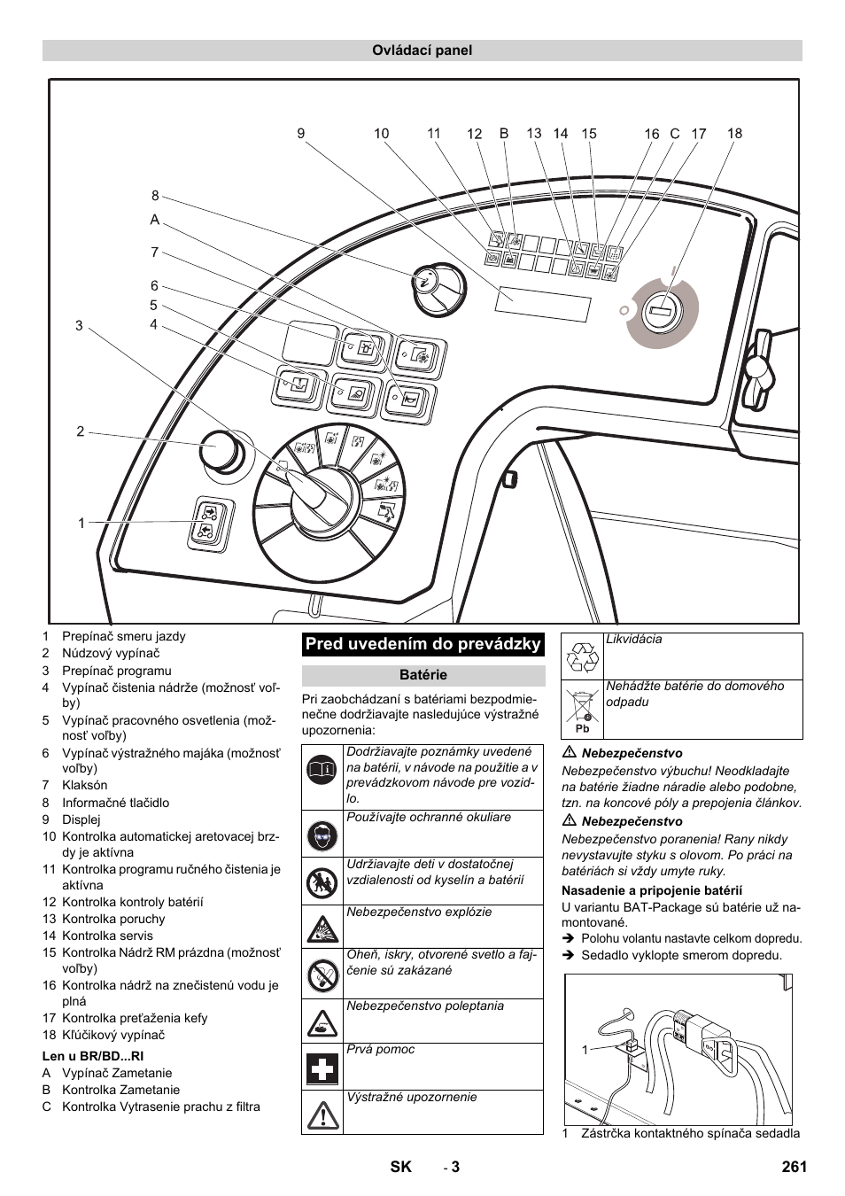Pred uvedením do prevádzky | Karcher BD 100-250 R I Bp User Manual | Page 261 / 370