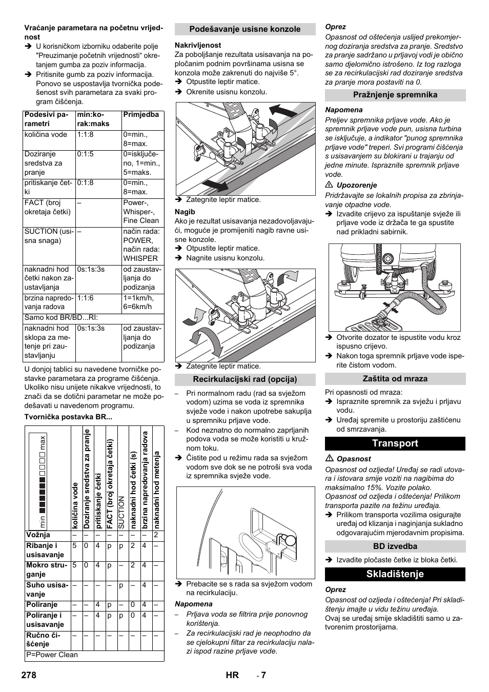 Transport, Skladištenje | Karcher BD 100-250 R I Bp User Manual | Page 278 / 370