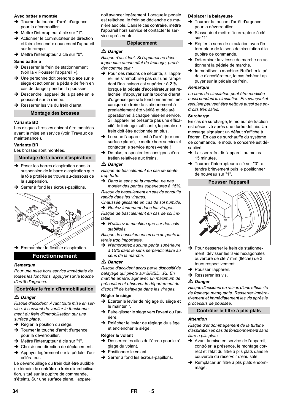 Fonctionnement | Karcher BD 100-250 R I Bp User Manual | Page 34 / 370