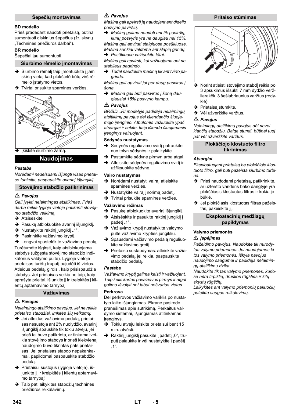 Naudojimas | Karcher BD 100-250 R I Bp User Manual | Page 342 / 370