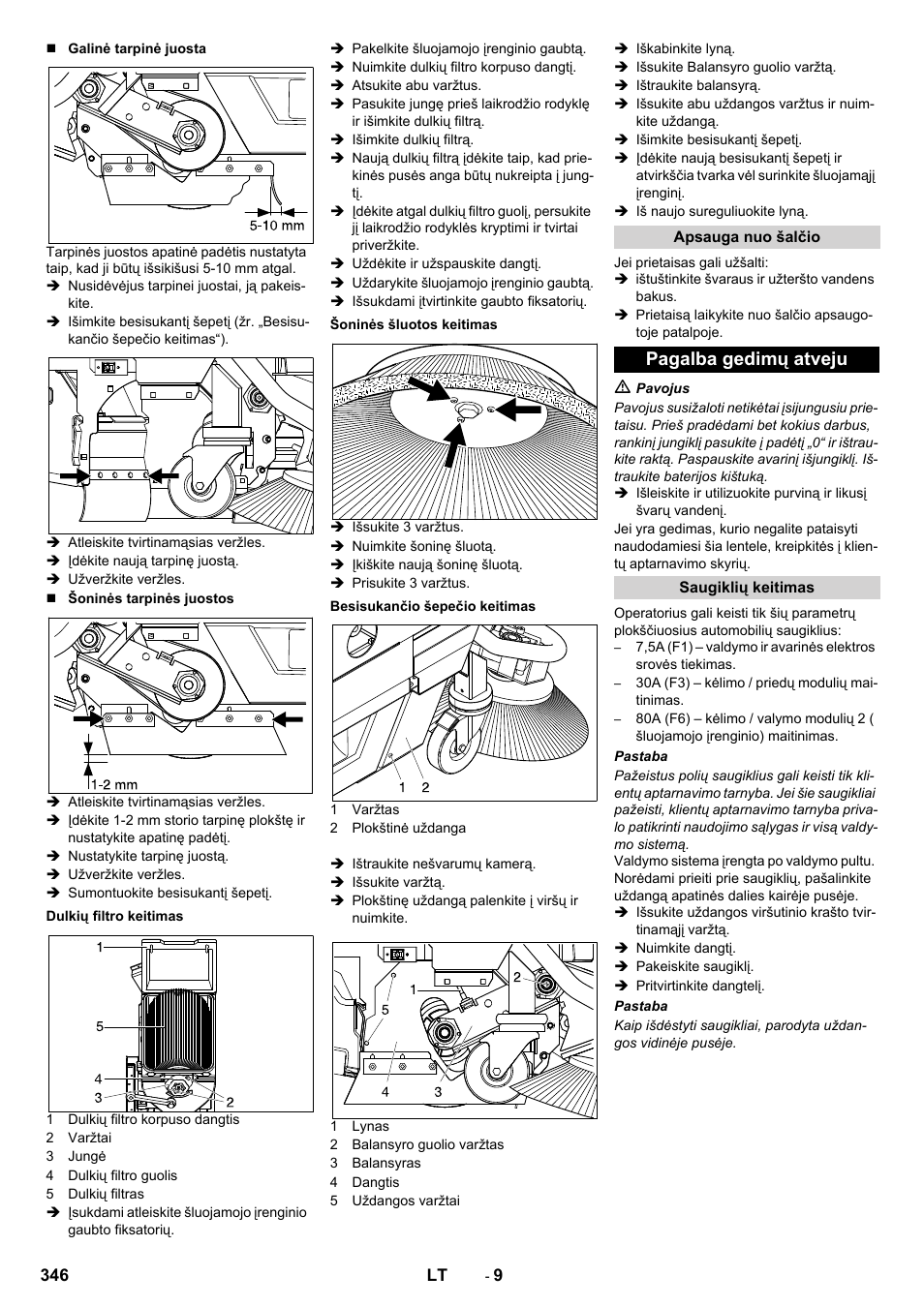 Pagalba gedimų atveju | Karcher BD 100-250 R I Bp User Manual | Page 346 / 370