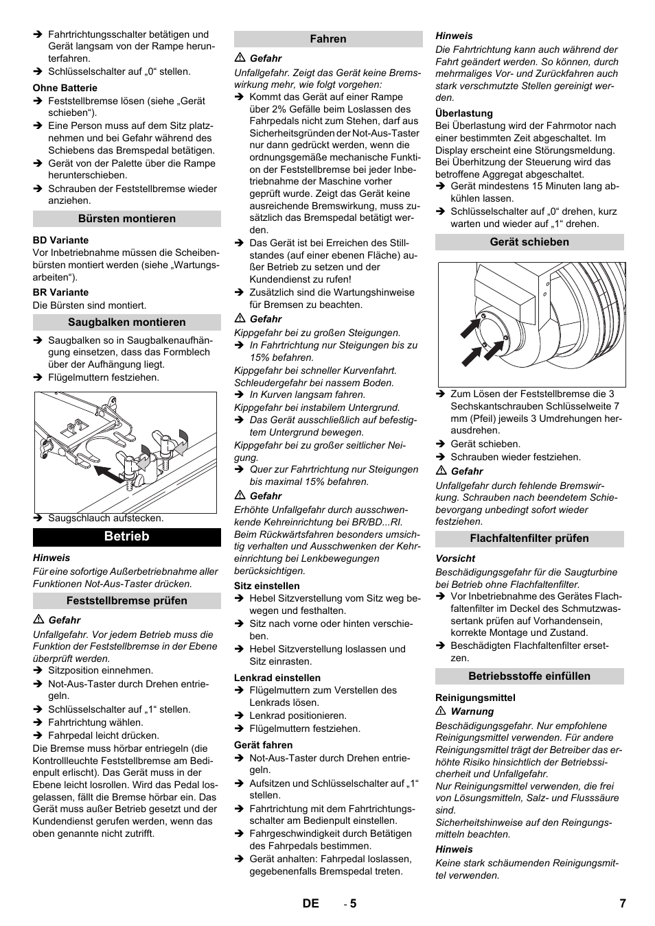 Betrieb | Karcher BD 100-250 R I Bp User Manual | Page 7 / 370