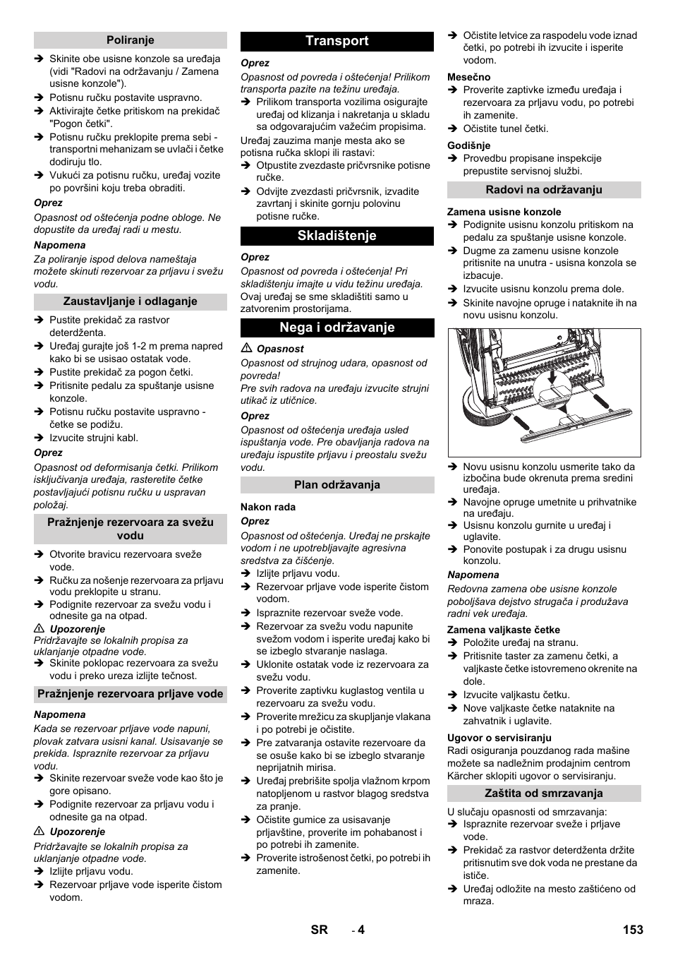 Transport skladištenje nega i održavanje | Karcher BR 40-10 C Adv + MF User Manual | Page 153 / 196