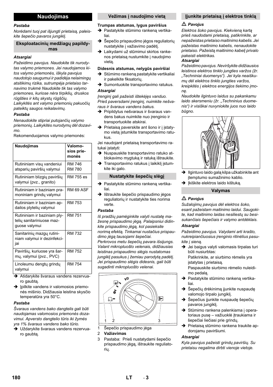 Naudojimas | Karcher BR 40-10 C Adv + MF User Manual | Page 180 / 196