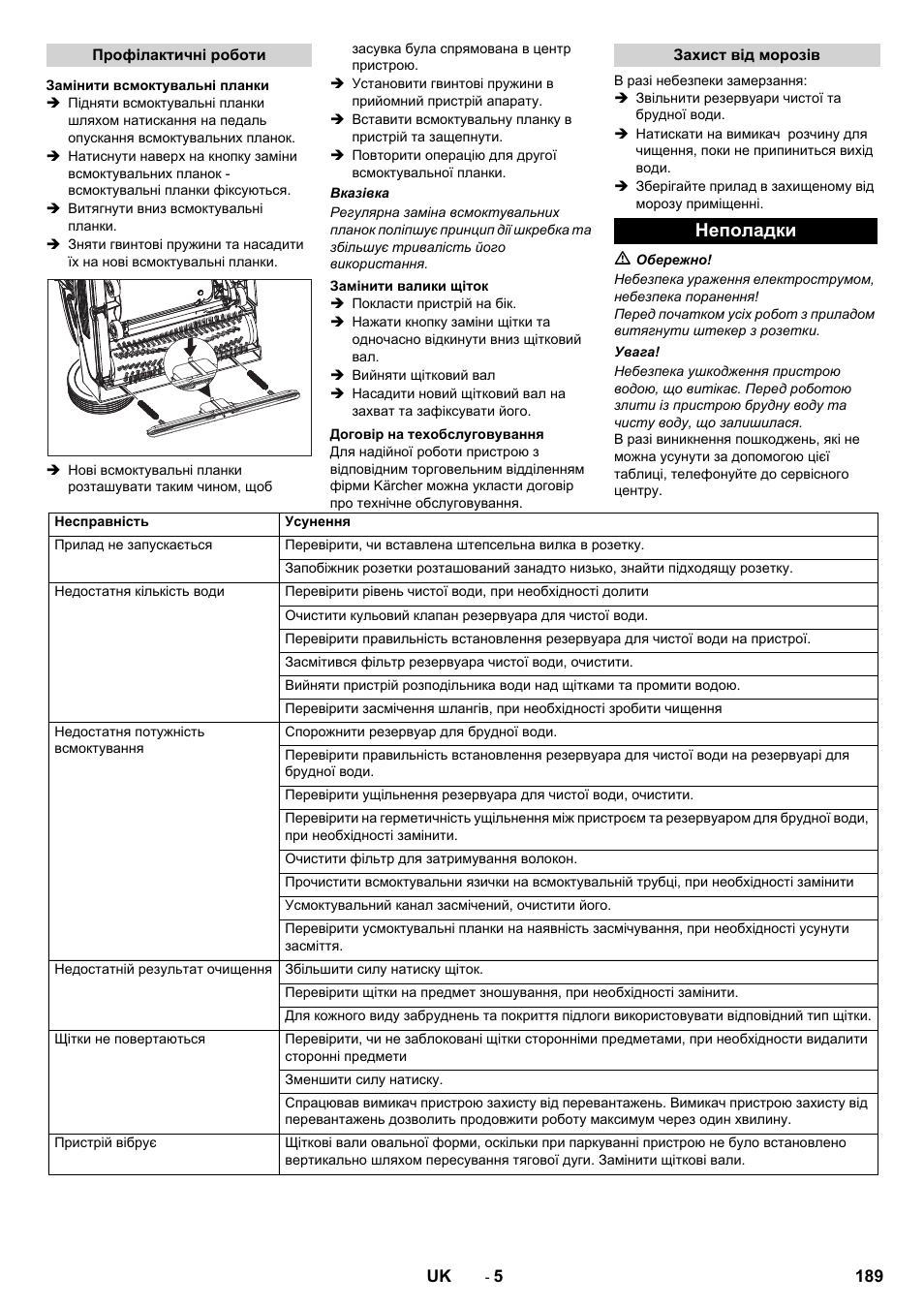 Неполадки | Karcher BR 40-10 C Adv + MF User Manual | Page 189 / 196