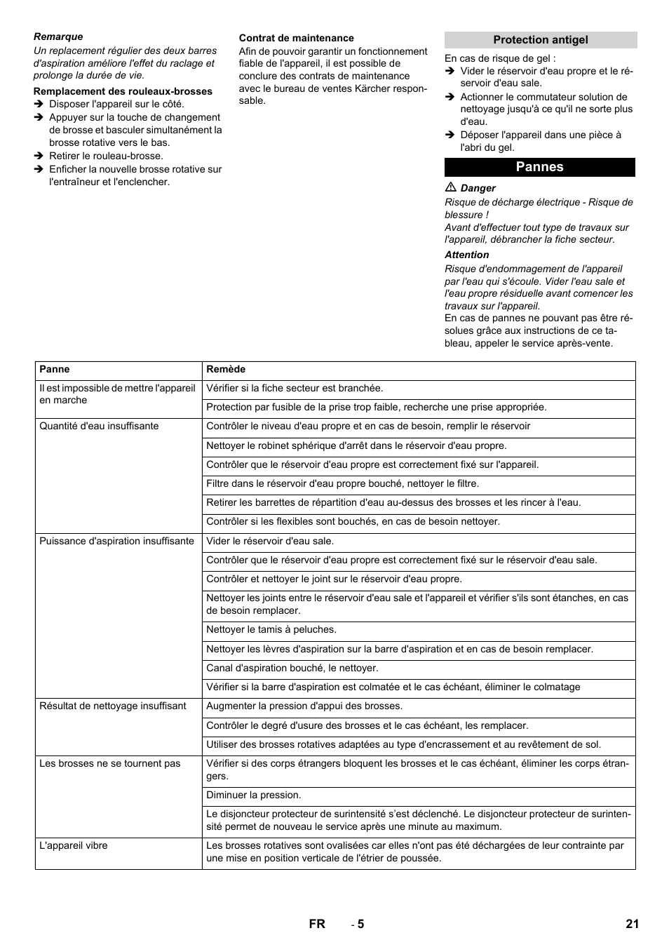 Pannes | Karcher BR 40-10 C Adv + MF User Manual | Page 21 / 196